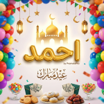  إنشاء صور تهنئة عيد الفطر بالاسم بجودة عالية