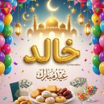  إنشاء صور تهنئة عيد الفطر بالاسم بجودة عالية